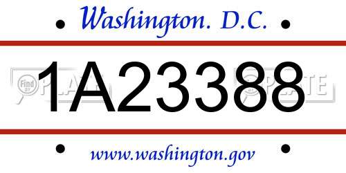 1A23388 District Of Columbia License Plate