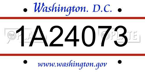 1A24073 District Of Columbia License Plate