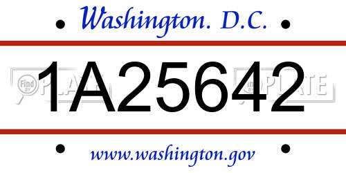 1A25642 District Of Columbia License Plate