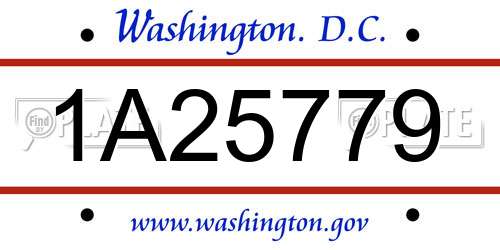 1A25779 District Of Columbia License Plate