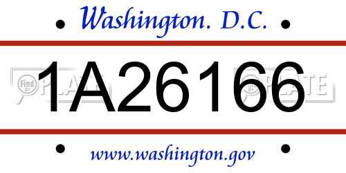 1A26166 District Of Columbia License Plate