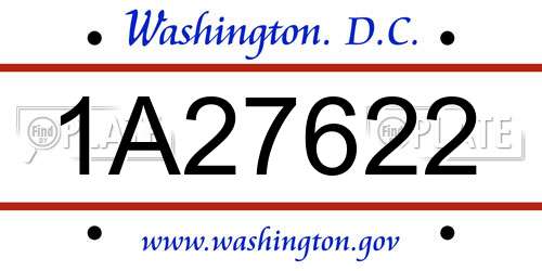 1A27622 District Of Columbia License Plate