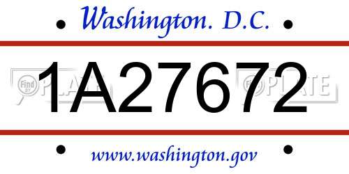 1A27672 District Of Columbia License Plate