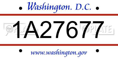 1A27677 District Of Columbia License Plate