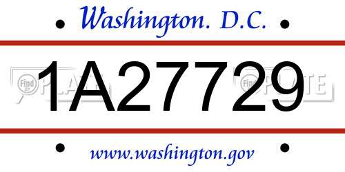 1A27729 District Of Columbia License Plate