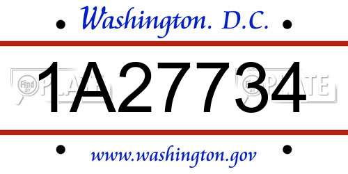 1A27734 District Of Columbia License Plate