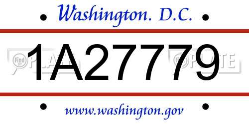 1A27779 District Of Columbia License Plate