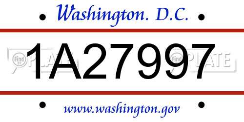 1A27997 District Of Columbia License Plate