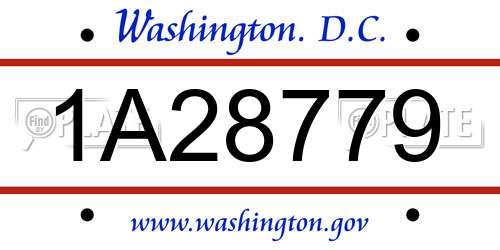 1A28779 District Of Columbia License Plate