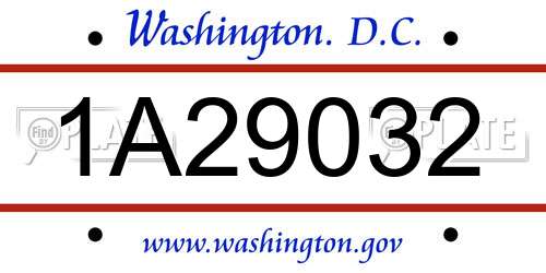 1A29032 District Of Columbia License Plate