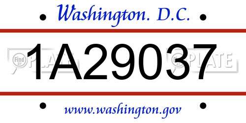 1A29037 District Of Columbia License Plate