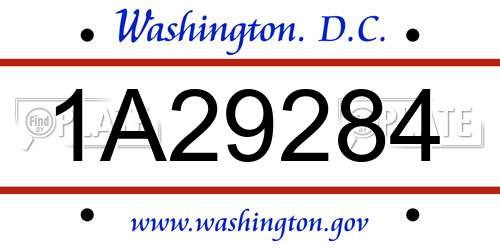 1A29284 District Of Columbia License Plate