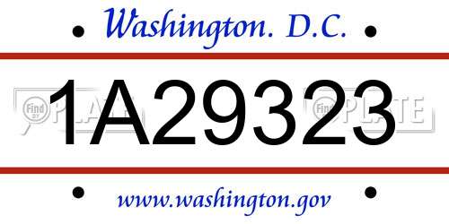 1A29323 District Of Columbia License Plate