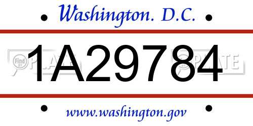 1A29784 District Of Columbia License Plate