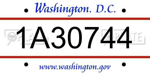 1A30744 District Of Columbia License Plate