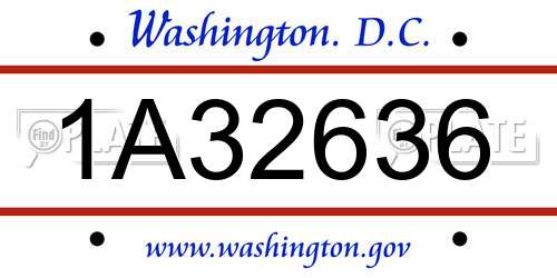 1A32636 District Of Columbia License Plate