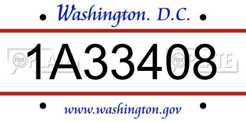 1A33408 District Of Columbia License Plate