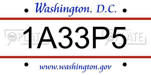 1A33P5 District Of Columbia License Plate
