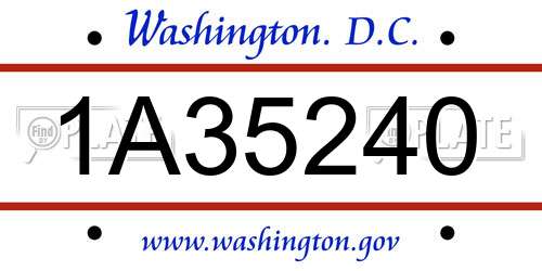 1A35240 District Of Columbia License Plate