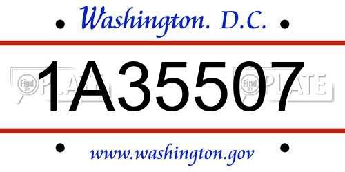 1A35507 District Of Columbia License Plate