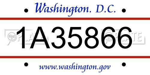 1A35866 District Of Columbia License Plate