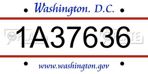 1A37636 District Of Columbia License Plate