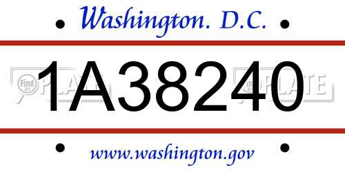 1A38240 District Of Columbia License Plate