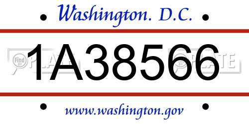 1A38566 District Of Columbia License Plate