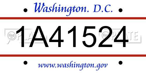 1A41524 District Of Columbia License Plate