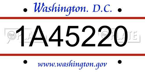 1A45220 District Of Columbia License Plate