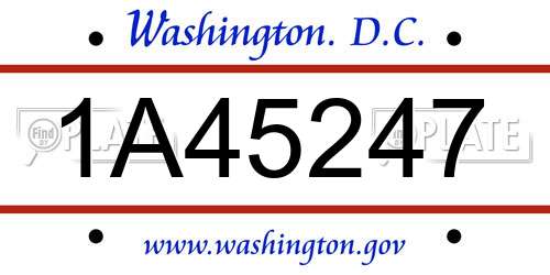 1A45247 District Of Columbia License Plate