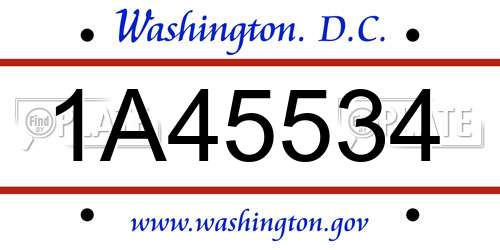1A45534 District Of Columbia License Plate