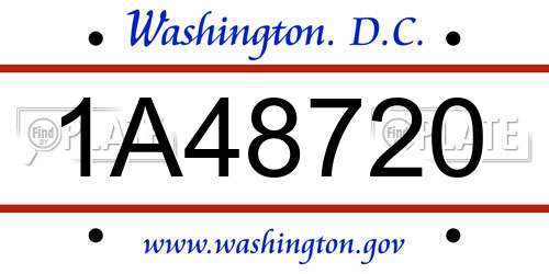 1A48720 District Of Columbia License Plate