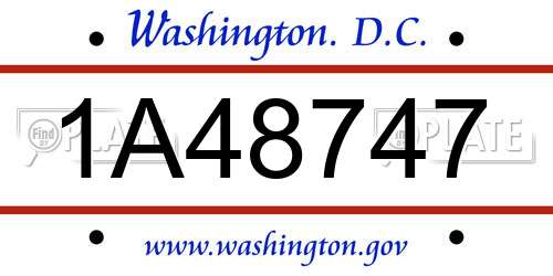 1A48747 District Of Columbia License Plate