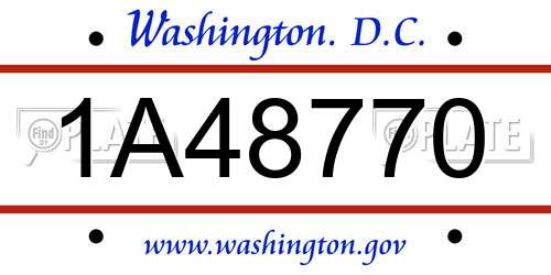 1A48770 District Of Columbia License Plate