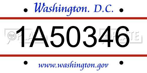 1A50346 District Of Columbia License Plate
