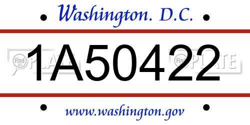 1A50422 District Of Columbia License Plate