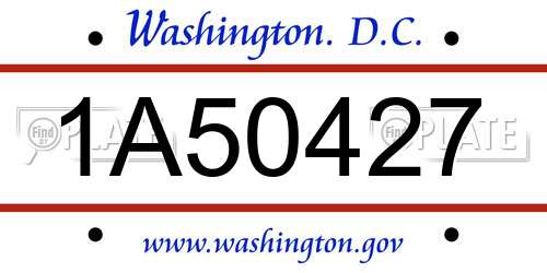 1A50427 District Of Columbia License Plate