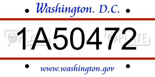 1A50472 District Of Columbia License Plate