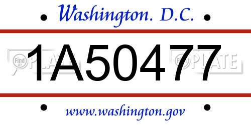 1A50477 District Of Columbia License Plate