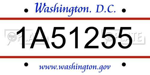 1A51255 District Of Columbia License Plate