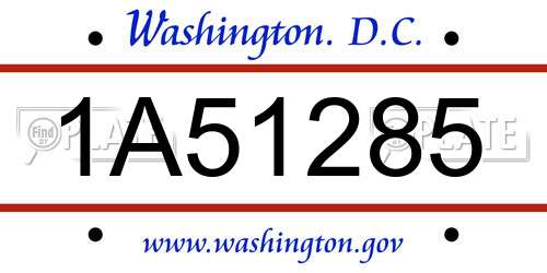 1A51285 District Of Columbia License Plate