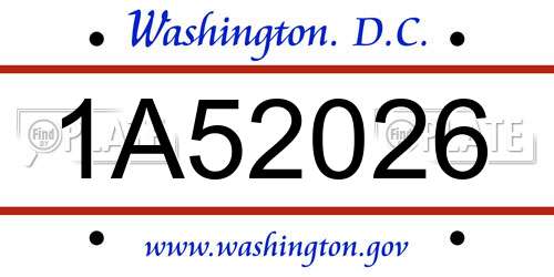 1A52026 District Of Columbia License Plate