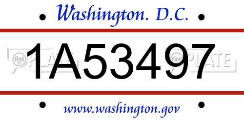 1A53497 District Of Columbia License Plate