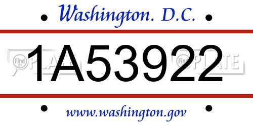1A53922 District Of Columbia License Plate