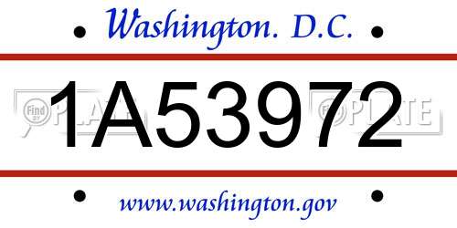 1A53972 District Of Columbia License Plate