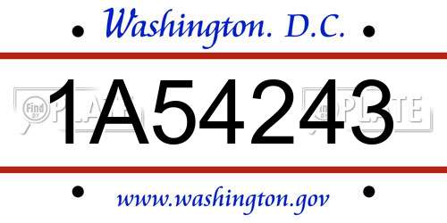 1A54243 District Of Columbia License Plate