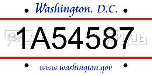 1A54587 District Of Columbia License Plate