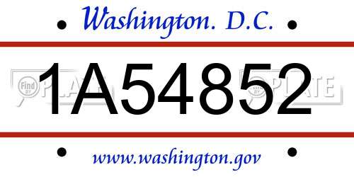 1A54852 District Of Columbia License Plate