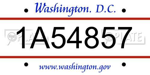 1A54857 District Of Columbia License Plate